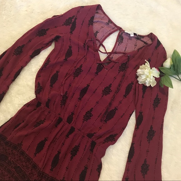 Kendall & Kylie Dresses & Skirts - Maroon Long Sleeve Romper